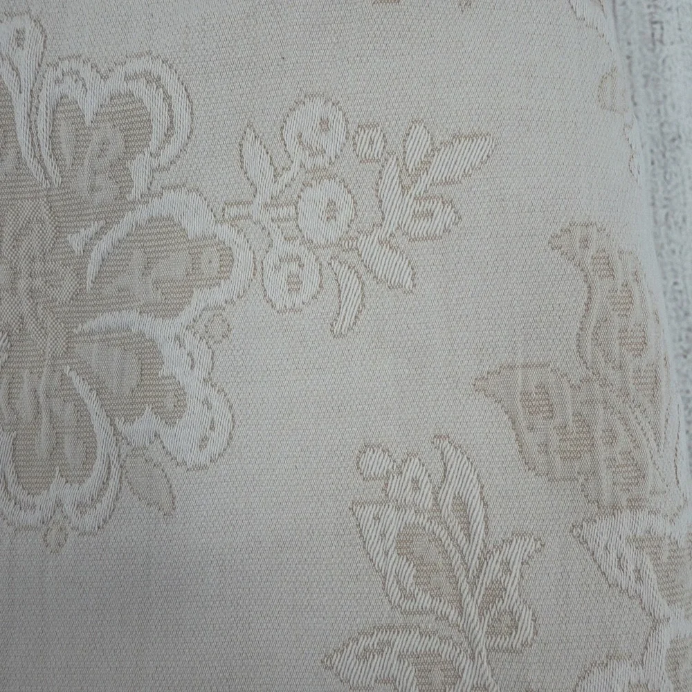 Pereira Da Cunha Shower Curtain Beige Floral Matelasse Portugal 100% Cotton